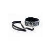 Wiązania-MARCUS 713001 Collar tracery silver with black leash bdsm Valentine day