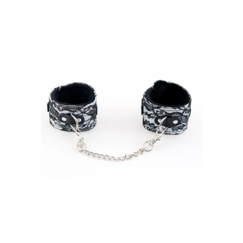 Kajdanki-marcus 712001 ankle cuffs with metal chain tracery syntetic silver bdsm valentine day