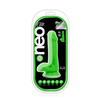 NEO ELITE 6INCH COCK W. BALLS NEON GREEN