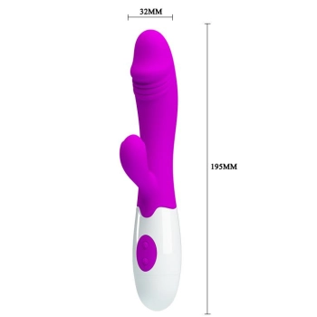 Króliczek wibrator z sex masażerem 19cm 30 trybów