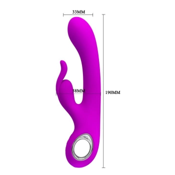 Wibrator z podwójnym masażerem łechtaczki 19cm