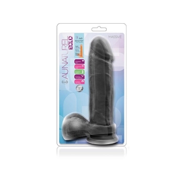 Silikonowe gładkie czarne dildo z przyssawką 23 cm