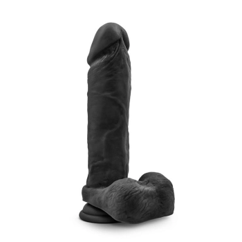 Silikonowe gładkie czarne dildo z przyssawką 23 cm