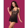 Babydoll koronkowy z stringami Obsessive czarne S/M
