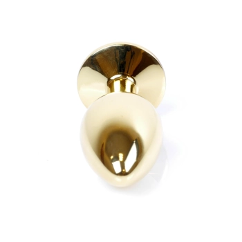 Korek analny HeavyFun złoty z fioletowym diamentem 7 cm