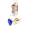 Biżuteria analna HeavyFun Gold Heart ciemnieniebieska 7 cm