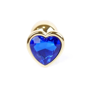 Biżuteria analna HeavyFun Gold Heart ciemnieniebieska 7 cm