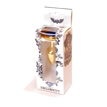 Biżuteria analna HeavyFun Gold Heart ciemnieniebieska 7 cm