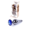Biżuteria analna stalowa z diamentem HeavyFun srebrna niebieska 9.5 cm