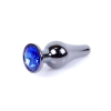 Biżuteria analna stalowa z diamentem HeavyFun srebrna niebieska 9.5 cm