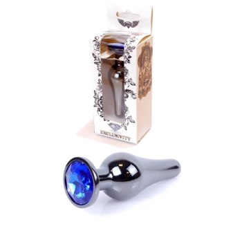 Biżuteria analna stalowa z diamentem HeavyFun srebrna niebieska 9.5 cm