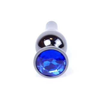 Biżuteria analna stalowa z diamentem HeavyFun srebrna niebieska 9.5 cm