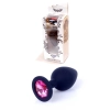 Korek analny silikonowy HeavyFun czarny z różowym diamentem 8 cm