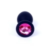Korek analny silikonowy HeavyFun czarny z różowym diamentem 8 cm