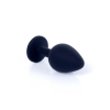 Korek analny silikonowy HeavyFun czarny z różowym diamentem 8 cm