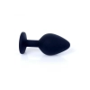 Korek analny silikonowy HeavyFun czarny z różowym diamentem 8 cm