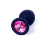 Korek analny silikonowy HeavyFun czarny z różowym diamentem 8 cm