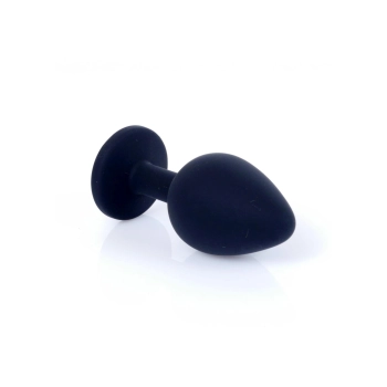 Korek analny silikonowy HeavyFun czarny z różowym diamentem 8 cm