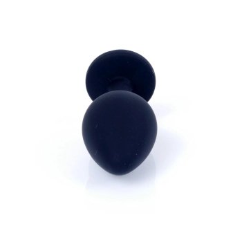Korek analny silikonowy HeavyFun czarny z różowym diamentem 8 cm
