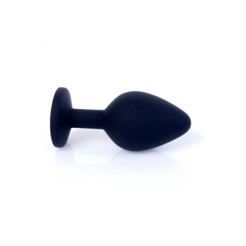 Korek analny silikonowy HeavyFun czarny z różowym diamentem 8 cm
