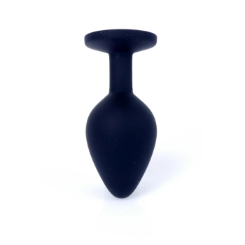 Korek analny silikonowy HeavyFun czarny z różowym diamentem 8 cm