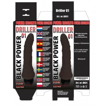 Driller 01 black 21,5 cm realistic vibrating