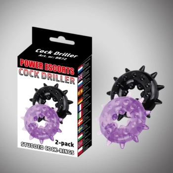 Cockdriller 2 pack black / purple 2 pack cockring  5 cm x 1,6 cm