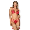 Erotyczny komplet bielizny Giftella Obsessive czerwony S/M