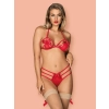 Erotyczny komplet bielizny Giftella Obsessive czerwony S/M