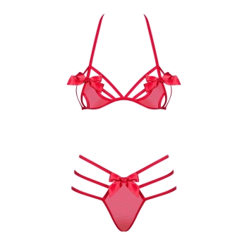 Erotyczny komplet bielizny Giftella Obsessive czerwony S/M