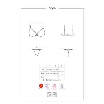 Erotyczny komplet bielizny Giftella Obsessive czerwony S/M