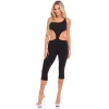 ONE SHOULDER CROPPED CATSUIT BLACK, M/L