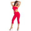 ONE SHOULDER CROPPED CATSUIT RED, M/L