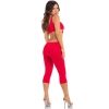 ONE SHOULDER CROPPED CATSUIT RED, M/L