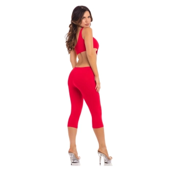 ONE SHOULDER CROPPED CATSUIT RED, M/L