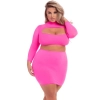 STOP & STARE 2PC SKIRT SET PINK, XL/2XL