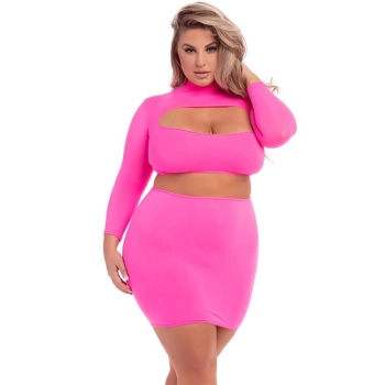 STOP & STARE 2PC SKIRT SET PINK, XL/2XL