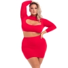 STOP & STARE 2PC SKIRT SET RED, 3XL/4XL