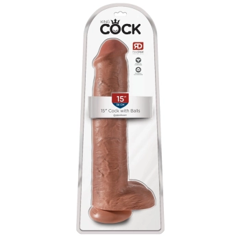 King Cock 15" Cock w Balls Tan