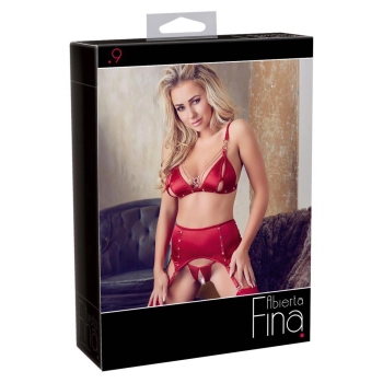 Bra and Suspender Set Red S