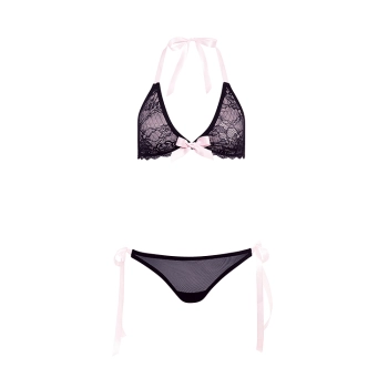 BARELY BARE RIBBON TIE BRALETTE SET