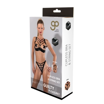 GP DATEX CUPLESS BRA & STRING SET, L