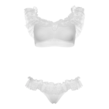 Lace ruffle crop top and panty