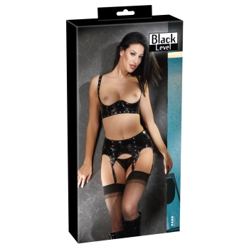 Vinyl Shelf Bra Set S