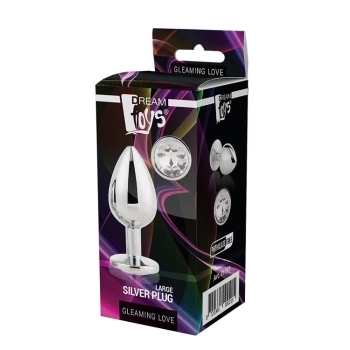Aluminiowy korek analny Gleaming Love srebrny duży