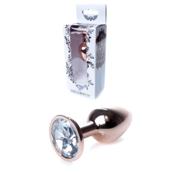 Biżuteria analna stalowa HeavyFun Red Gold Clear 7 cm