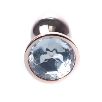 Biżuteria analna stalowa HeavyFun Red Gold Clear 7 cm