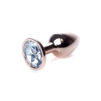 Biżuteria analna stalowa HeavyFun Red Gold Clear 7 cm