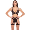 3PC STRAPS AND GARTERS BRA SET, S/M