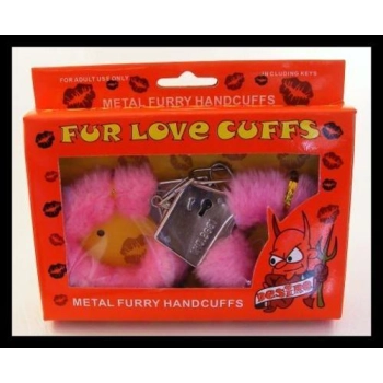 Furry cuffs, colour pink, in colour box